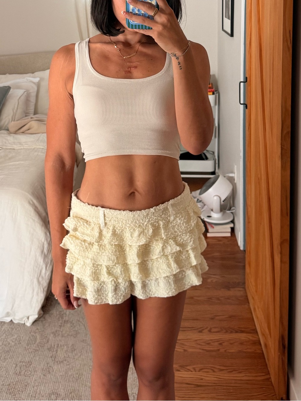 Lioness Cream Tiered Ruffle Skort